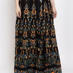Trend Level Floral Printed Flared Maxi Skirt-image-68