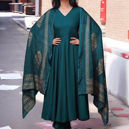 Aaghnya Women V-Neck Anarkali Kurta with Trousers & Dupatta-image-35