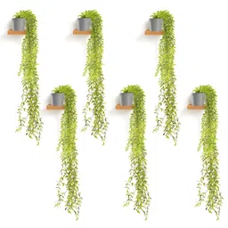 Kuber Industries 6-Pcs Grey & Green Artificial Plants With Pot-12