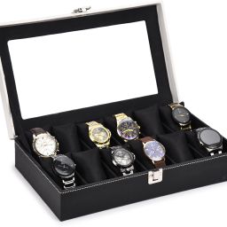 Men's and Women's Watch Box Holder Organizer Case Black color(12 Compartment) Watch Box-image-22