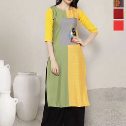 Anouk Rustic Selection Of 4 Floral Motifs Printed Round Neck Straight Kurtas-40