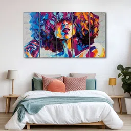 The Castle Decor Blue & Orange Abstract Wooden Wall Arts-image-89