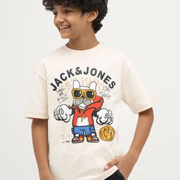 Jack & Jones Junior Boys Graphic Printed Drop-Shoulder Sleeves Pure Cotton T-shirt-picture-36
