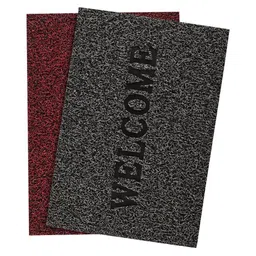 Aura 2Pcs Red & Grey Self-Designed Anti-Skid Doormats-4