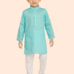 Ethniks Neu-Ron Boys Woven Design Mandarin Collar Regular Kurta with Pyjamas-12
