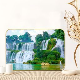 Livin'luxe Green & White Wooden Waterfall Wall Art-picture-43