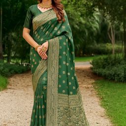 Moda Rapido Green Silk Cotton Woven Design Sarees-picture-1