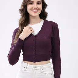 Monte Carlo Women Woollen Crop Cardigan-picture-46