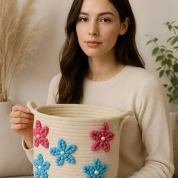 Textile and Beyond Beige Floral Printed Shelf Liner Organiser-image-49