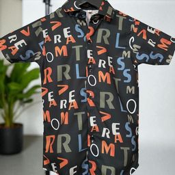 The Collared Unisex Kids Classic Conversational Printed Spread Collar Cotton Shirt-image-88