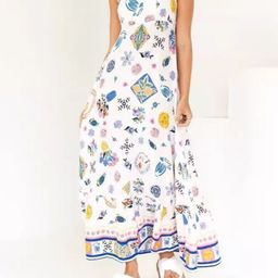 StyleCast Women Abstract Print Shoulder Straps A-Line Maxi Dress-image-68