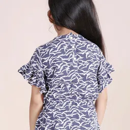KiddoPanti Floral Print Flutter Sleeve Georgette Top image 2