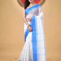 DESH BIDESH Floral Phulkari Pure Cotton Taant Saree-image-81