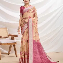 Mitera Floral Zari Pure Chiffon Saree-image-95