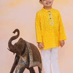 KID1 Boys Bandhani Printed Regular Pure Cotton Kurta with Pyjamas-10