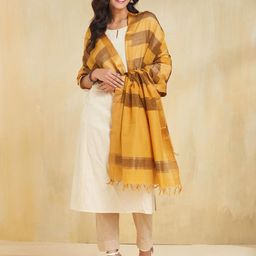 Fabindia Striped Woven Design Cotton Dupatta-picture-52