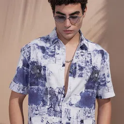 HIGHLANDER Abstract Printed Cutaway Collar Slim Fit Shirt-image-14