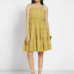 AKKRITI BY PANTALOONS Embroidered Fit & Flare Dress-picture-35