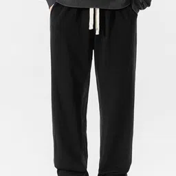 KPOP Men Regular Fit Solid Cotton Trousers-image-34