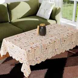 Homerz Beige Geometric Printed Rectangle Cotton 4-Seater Table Cover-image-52