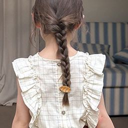 LULU & SKY Checked Flutter Sleeve Top image 4