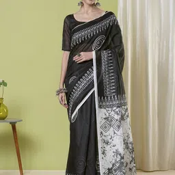 KAYOMMI Women Geometric Printed Chanderi Saree-15