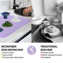 Aura 2-Pcs Purple & Red Floor Microfiber Crockery Dish Drying Kitchen Mats image 3