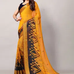 DIVASTRI Geometric Printed Brasso Saree image 5