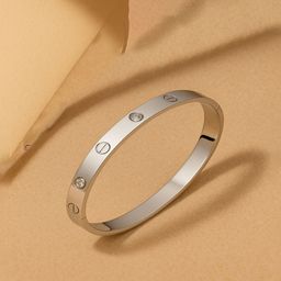 Jewelz Silver-Plated Crystal Studded Bangle-Style Bracelet-image-63
