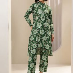 Libas Women Floral Printed Regular Kurta with Trousers-picture-6