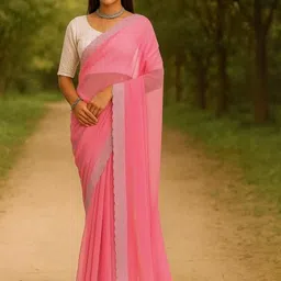 Moda Rapido Pink Pure Georgette Embellished Sarees-picture-36