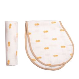 Masilo Pineapple Printed Organic Cotton Swaddle & Burp Cloth Bib-31