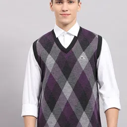 Monte Carlo Men Striped Woollen Sweater Vest-image-63