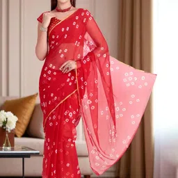 TRAQUILA Bandhani Print Zari Saree-picture-40