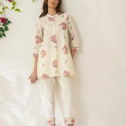 JAYPORE Mandarin Collar Printed Tunic-image-66