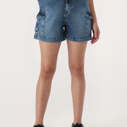Kraus Jeans Women Washed Slim Fit High-Rise Cargo Shorts-picture-7