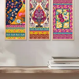 WALLLANE Brown & Green 3 Pieces Floral and Botanical Wooden Wall Paintings-image-72