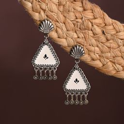 Anvik Silver-Plated Contemporary Shaped Drop Earrings-45