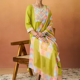 KALINI Women Ethnic Motifs Embroidered Regular Sequinned Kurta with Trousers & With Dupatta-picture-17