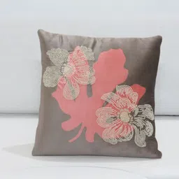 Mid July Home Grey & Pink Floral Velvet Square Cushion Covers-image-14
