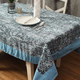 Aura Blue Cotton 6-Seater Table Cover-10