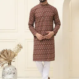 SOJANYA Men Ethnic Motifs Printed Regular Pure Cotton Kurta with Churidar-picture-41