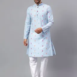 Latest Chikan Garments Striped Mandarin Collar Kurta With Pyjamas-picture-6