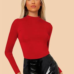 Dream Beauty Fashion Top-58-Empire-Red-XS Women Solid Round Neck Long Sleeves Top-image-57