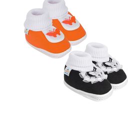 NESKA MODA 0 To 6 Month Combo Pack of 2 Pair Newborn Baby Girls Soft Cotton Butterfly Frill Booties-51