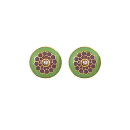 House of Pataudi Men Gold-Plated Textured Cufflinks-20