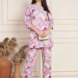 CORSICA Printed Cotton V-Neck Tunic With Trousers Co-Ords-picture-11