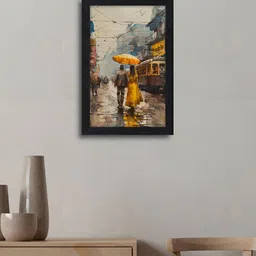 RANDOM Yellow & Brown Printed Synthetic Wooden Floral & Botanical Wall Art-18