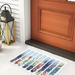 Myntra Elegant Homes White & Blue Printed Anti Skid Door Mat-image-74