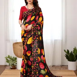 HERE&NOW Polka Dot Printed Pure Georgette Saree-picture-34